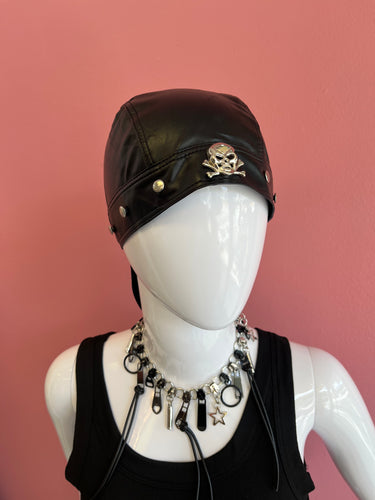 faux leather cap