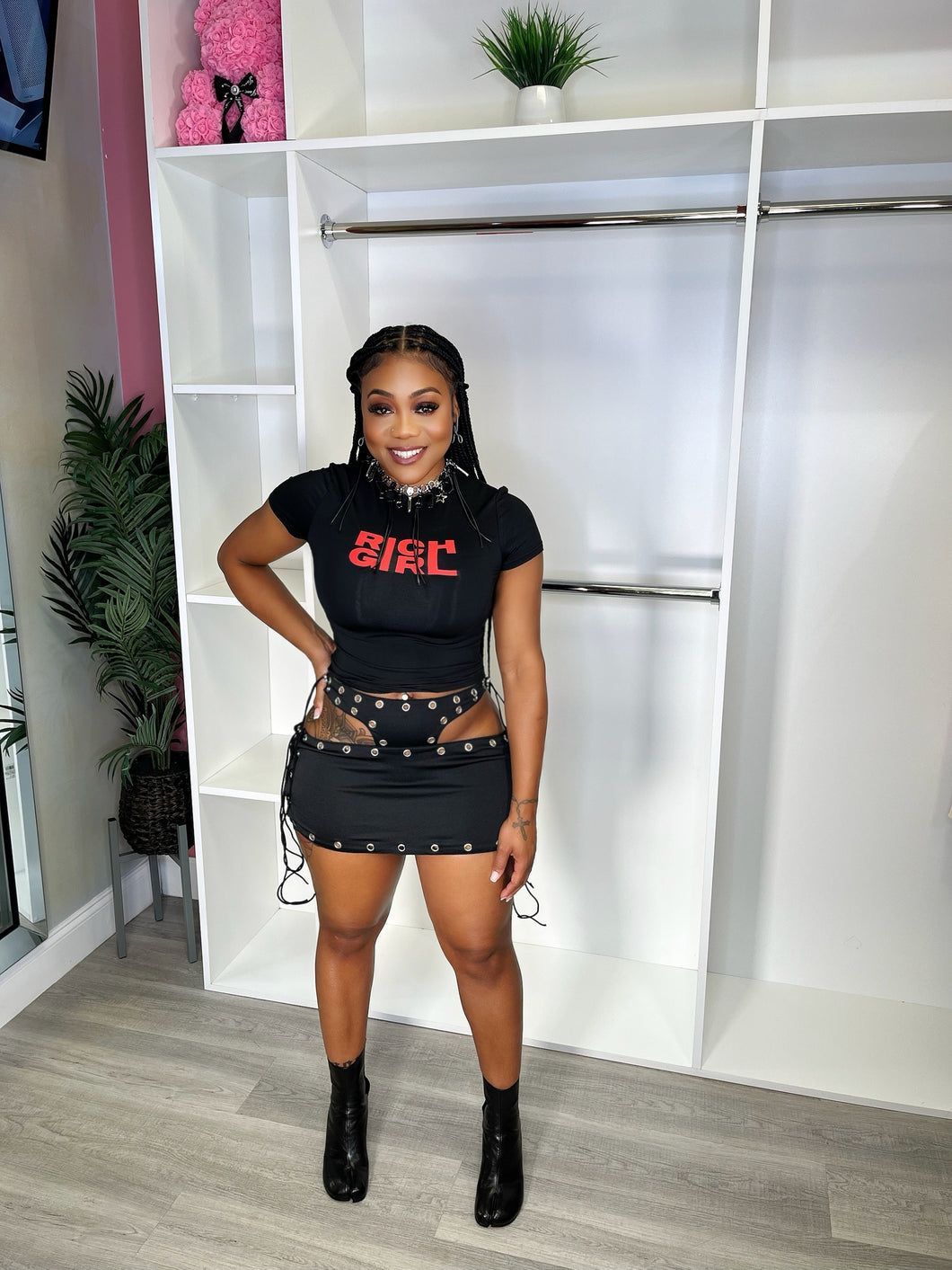showing out skirt
