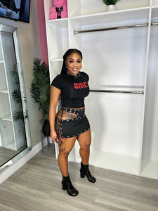 showing out skirt