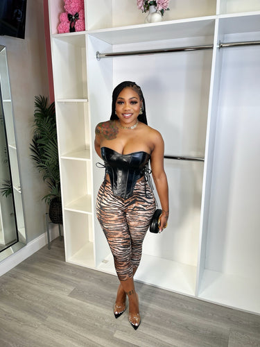 Faux leather top