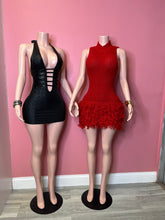 Load image into Gallery viewer, Victoria black mini dress