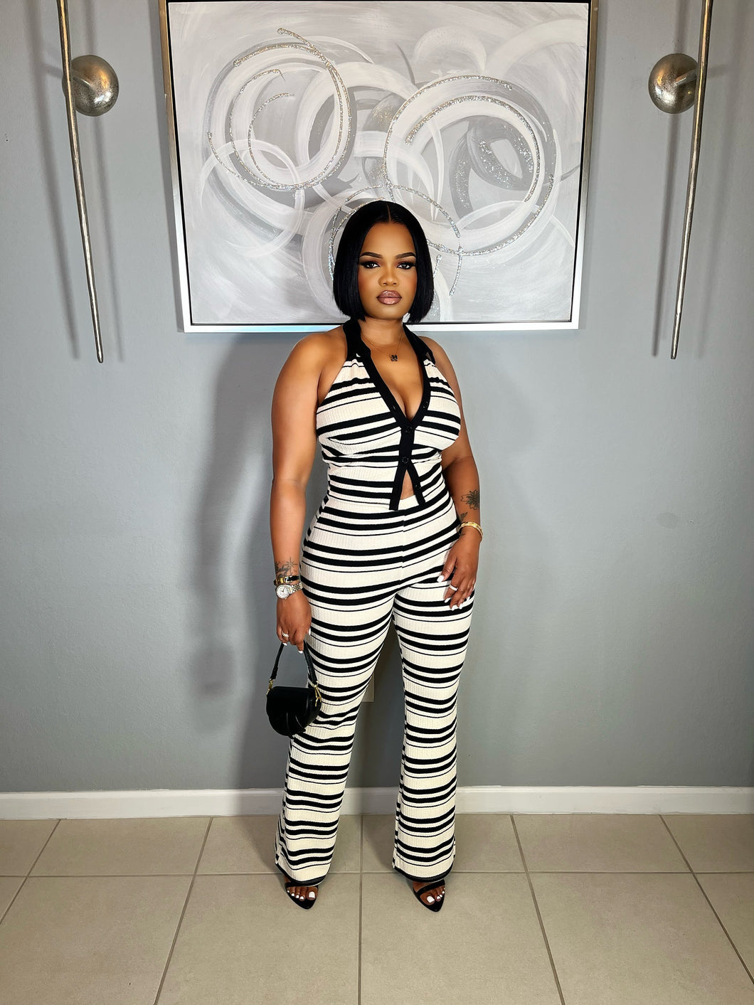 Angela set black stripe