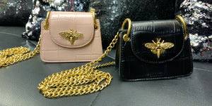 Mini Bees bag with gold chain
